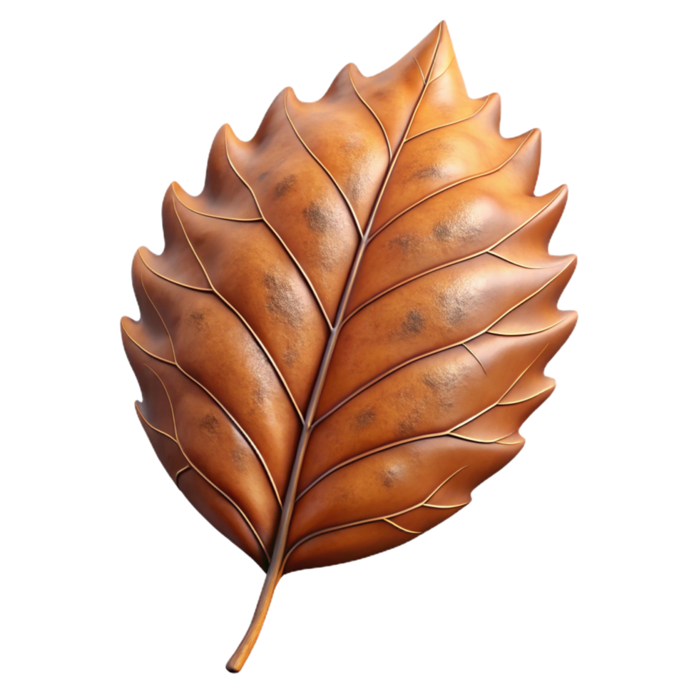 elegant playful coastal Photorealistic, hyper-specific, isolated cutout of a single, brown, dried leaf, showing intricate vein patterns and brittle texture with Transparent Background fine detail png