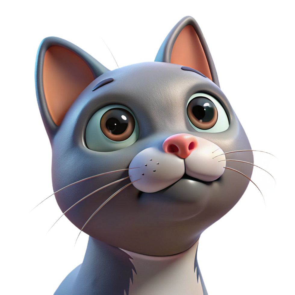 exquisite joyful rustic Cat, curious expression, looking up, with Transparent Background crisp png