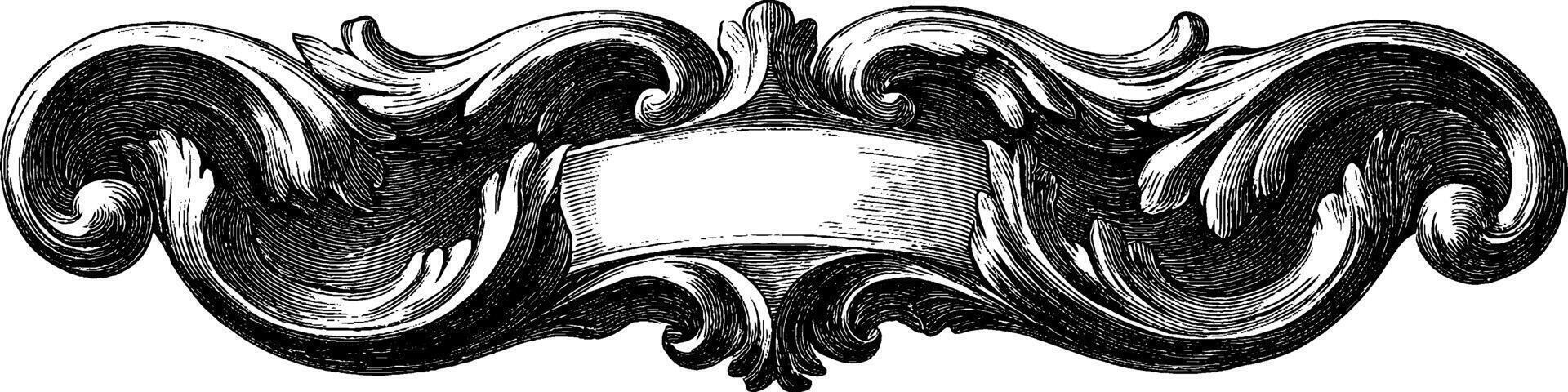 Ornamental vintage banner design with intricate engraving art for decoration. vector