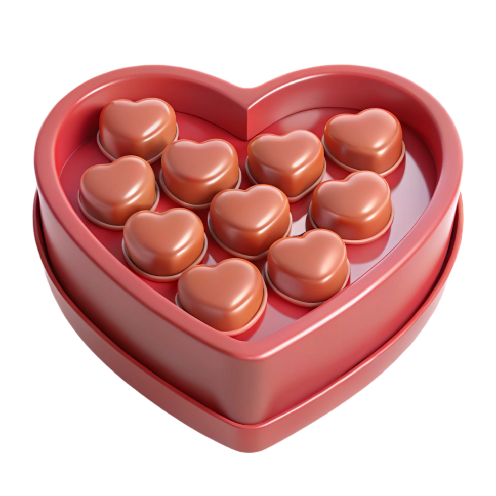 magnificent celebrated Heart-shaped box of chocolates, with Transparent Background png
