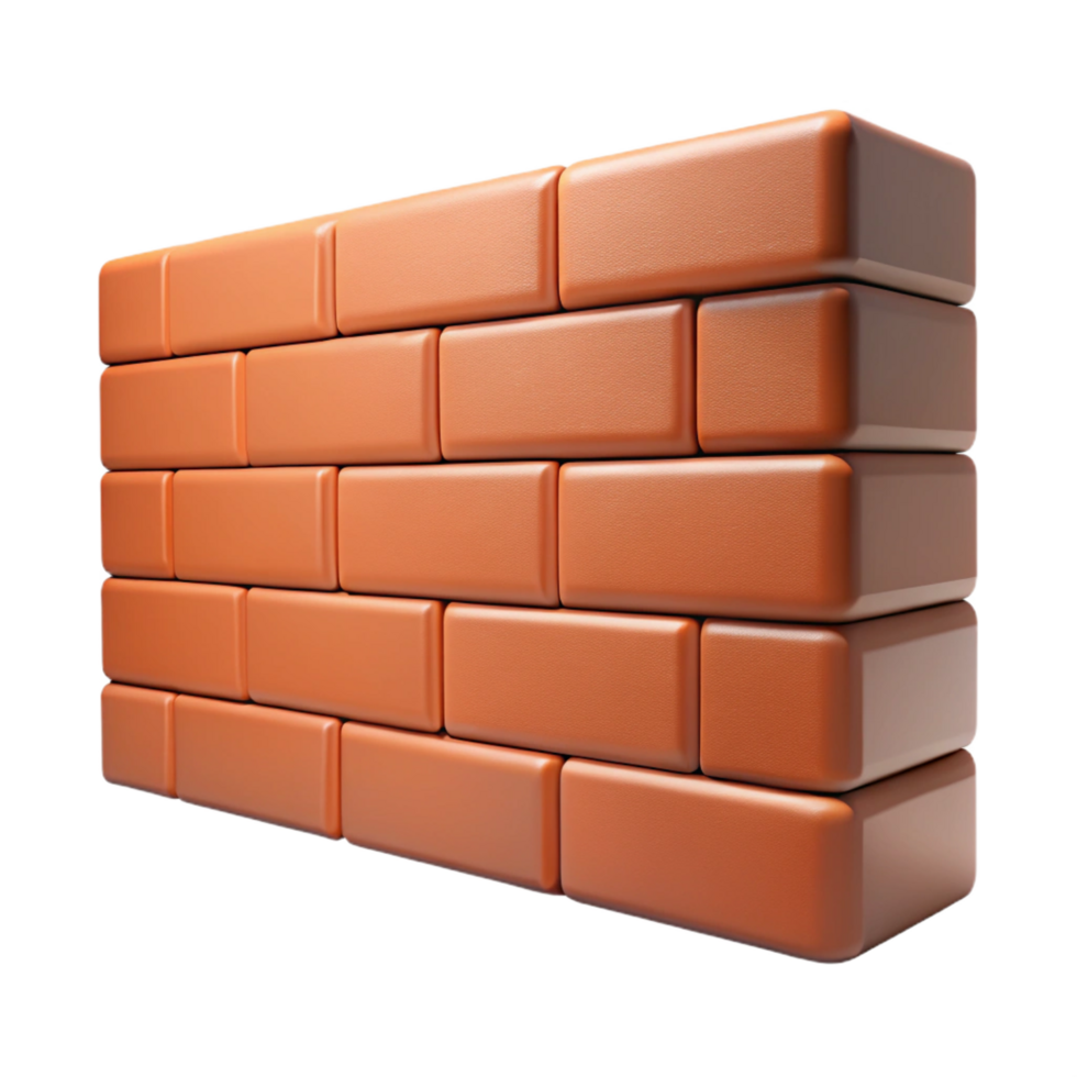 glorious unforgettable Brick wall section with mortar, with Transparent Background png