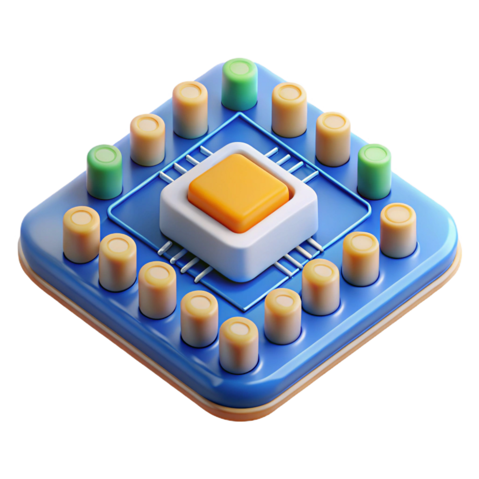 pristine exemplary Circuit board with microchips and components with Transparent Background png