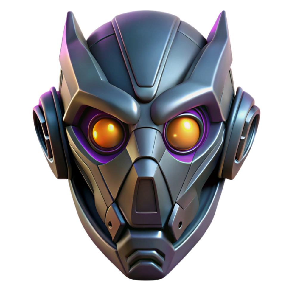distinguished baroque Cyberpunk mask, glowing eyes, intricate design with Transparent Background exclusive png