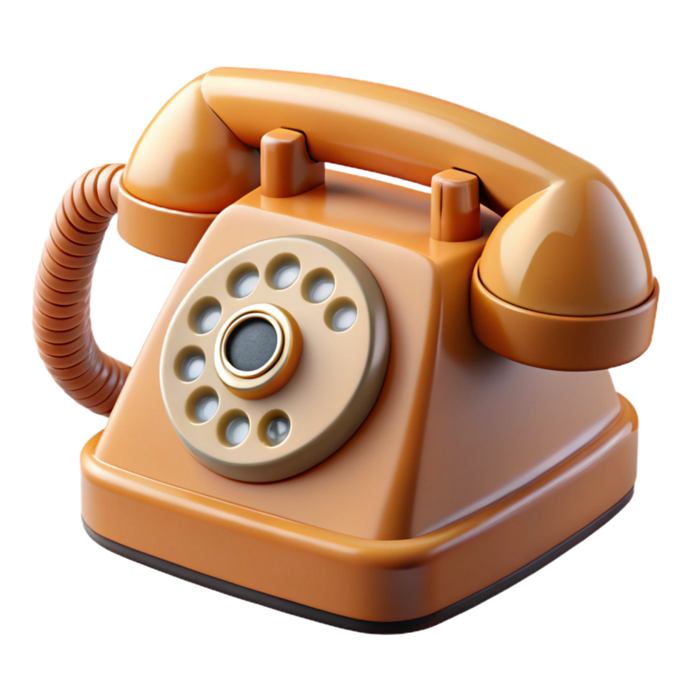 wonderful avant-garde Photorealistic, ultra-detailed, hyper-specific professional render of a vintage rotary telephone, isolated cutout with Transparent Background original png