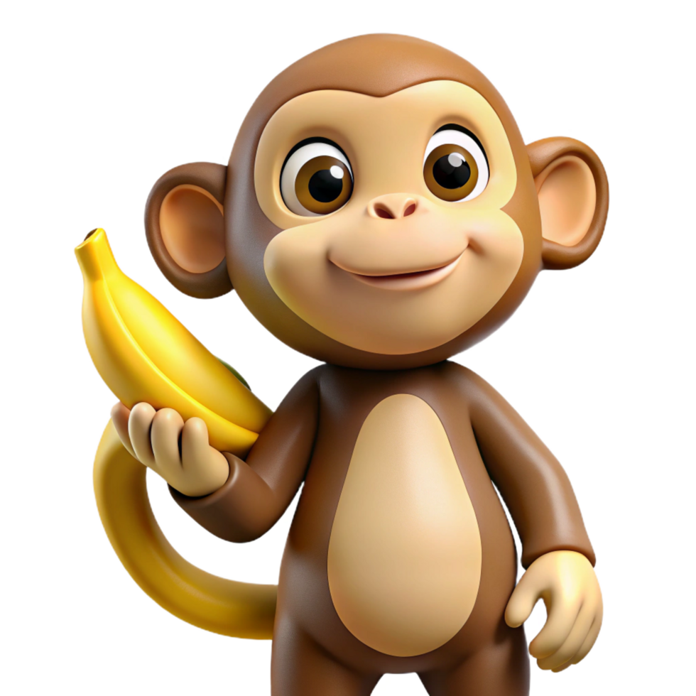 magnificent rare Monkey, playful expression, holding banana, with Transparent Background png