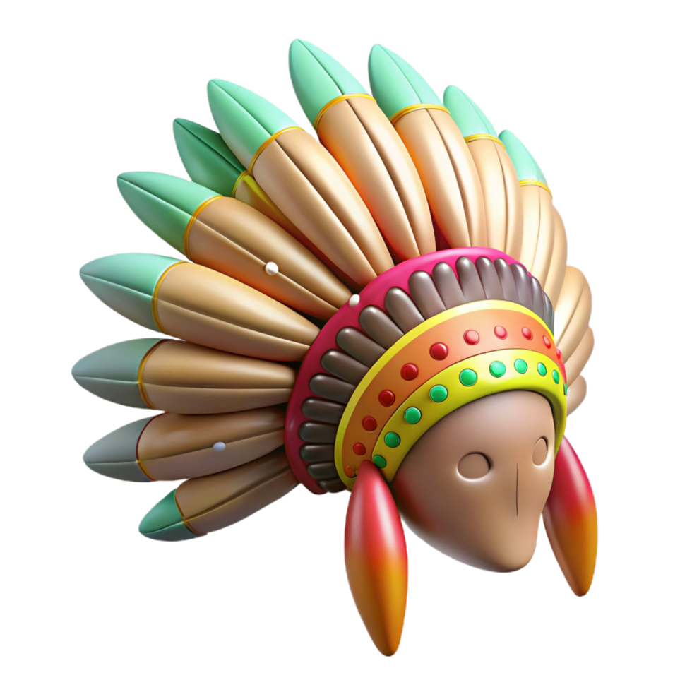 mesmerizing tropical Photorealistic, ultra-detailed isolated cutout of a tribal warrior's headdress adorned with colorful feathers with Transparent Background artisan png