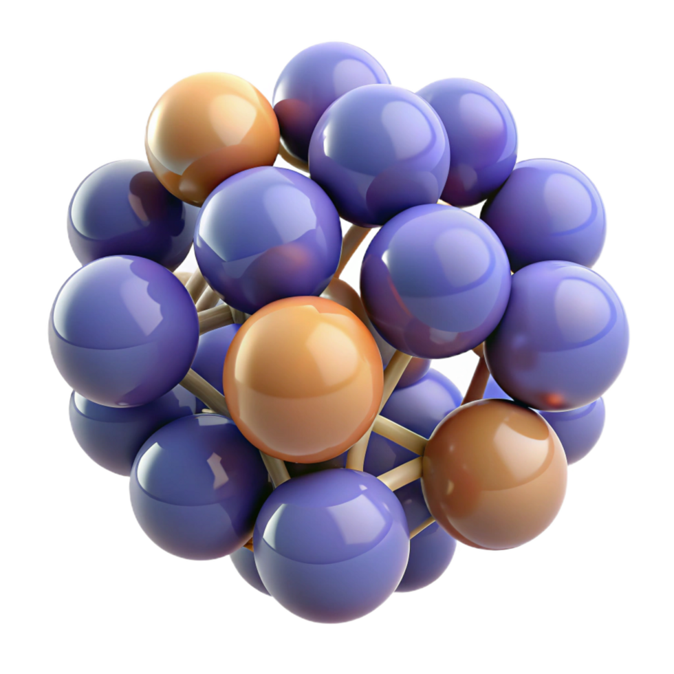 iconic coastal A cluster of interconnected spheres, various sizes and textures with Transparent Background precision png