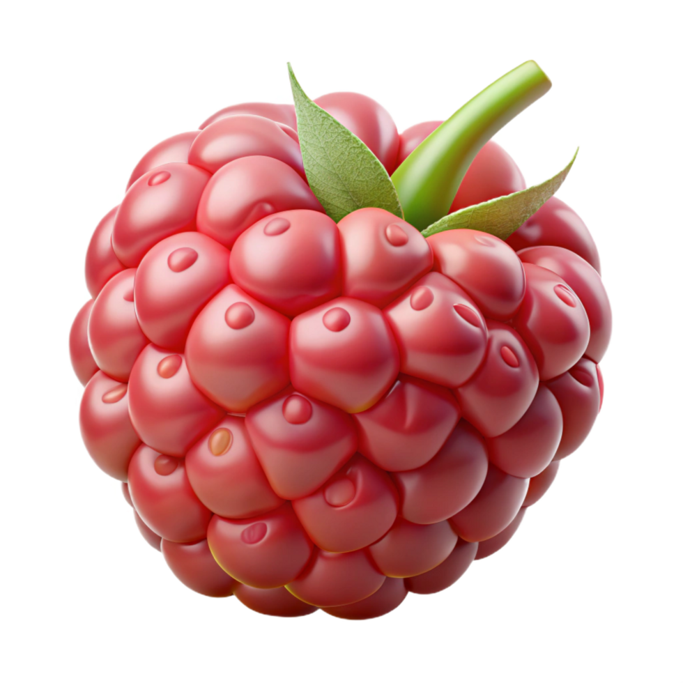 impressive coveted Photorealistic, professional render, hyper-specific isolated cutout of a single, ripe raspberry with delicate texture and visible drupelets with Transparent Background png