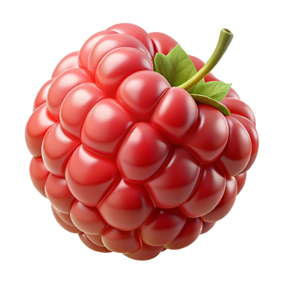 vibrant unparalleled Photorealistic, professional render, hyper-specific isolated cutout of a single, ripe raspberry with delicate texture and visible drupelets with Transparent Background png