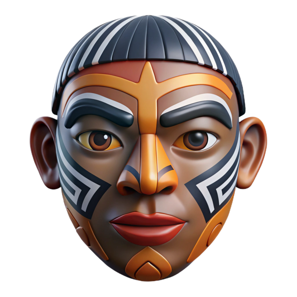 spectacular contemporary Photorealistic ultra-detailed isolated cutout of a single tribal face paint design featuring bold geometric shapes with Transparent Background professional png