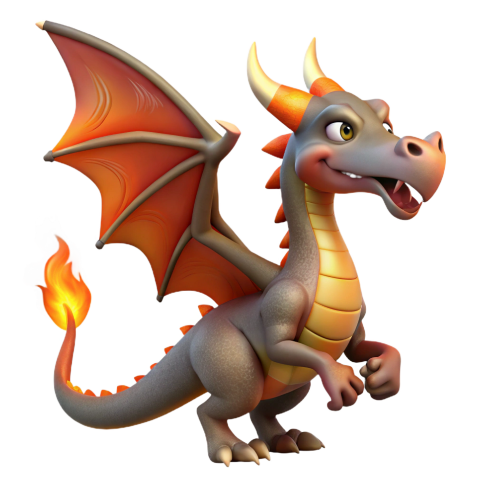 dynamic majestic Dragon, mythical creature, fire breathing, with Transparent Background ultra HD png