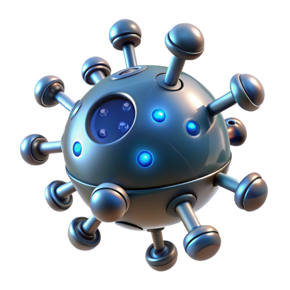mesmerizing melancholic bohemian Medical nanobot swarm with microscopic detail and glowing particles with Transparent Background handcrafted png