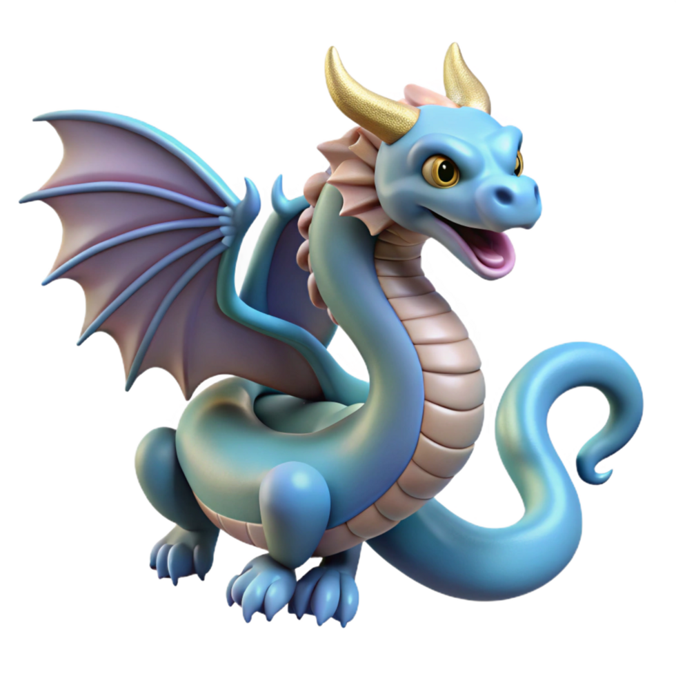 serene iconic Dragon, mythical winged serpent, with Transparent Background png