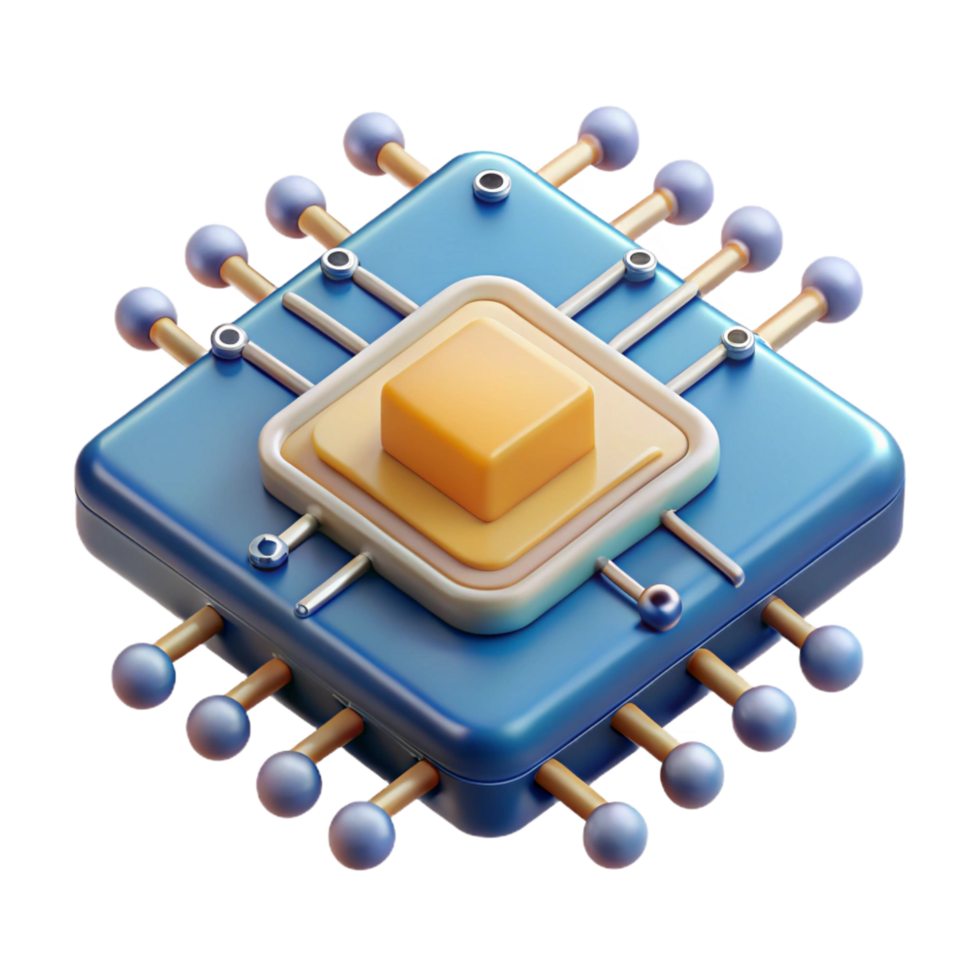 reflective mesmerizing Artificial intelligence circuit board with Transparent Background 8K png