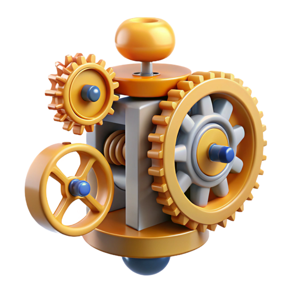peaceful striking Hyper-specific professional render of an isolated, floating, intricate clockwork mechanism with gears and springs Isolated cutout with Transparent Background elite png