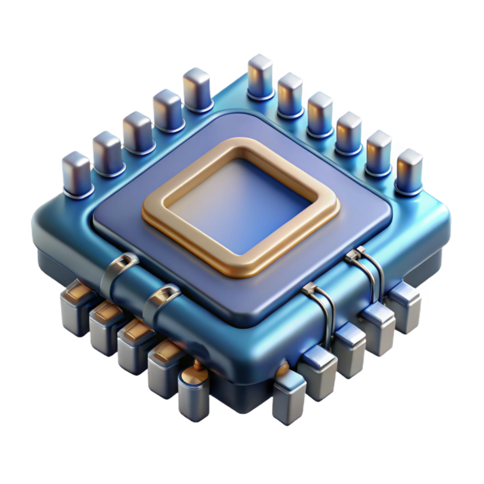 elegant notable Isolated cutout, concept art style, single quantum computer processor, intricate details, professional render, with Transparent Background png