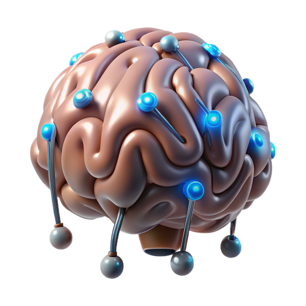 striking dynamic futuristic Cybernetic brain implant with glowing connections with Transparent Background high quality png
