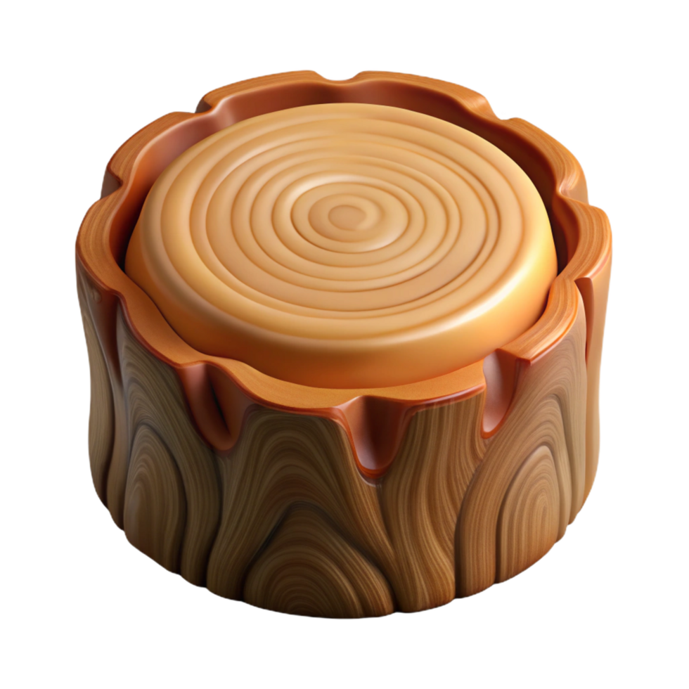 whimsical splendid Photorealistic concept art style isolated cutout of a cross-section of a tree trunk, detailed growth rings, textured bark, with Transparent Background handcrafted png