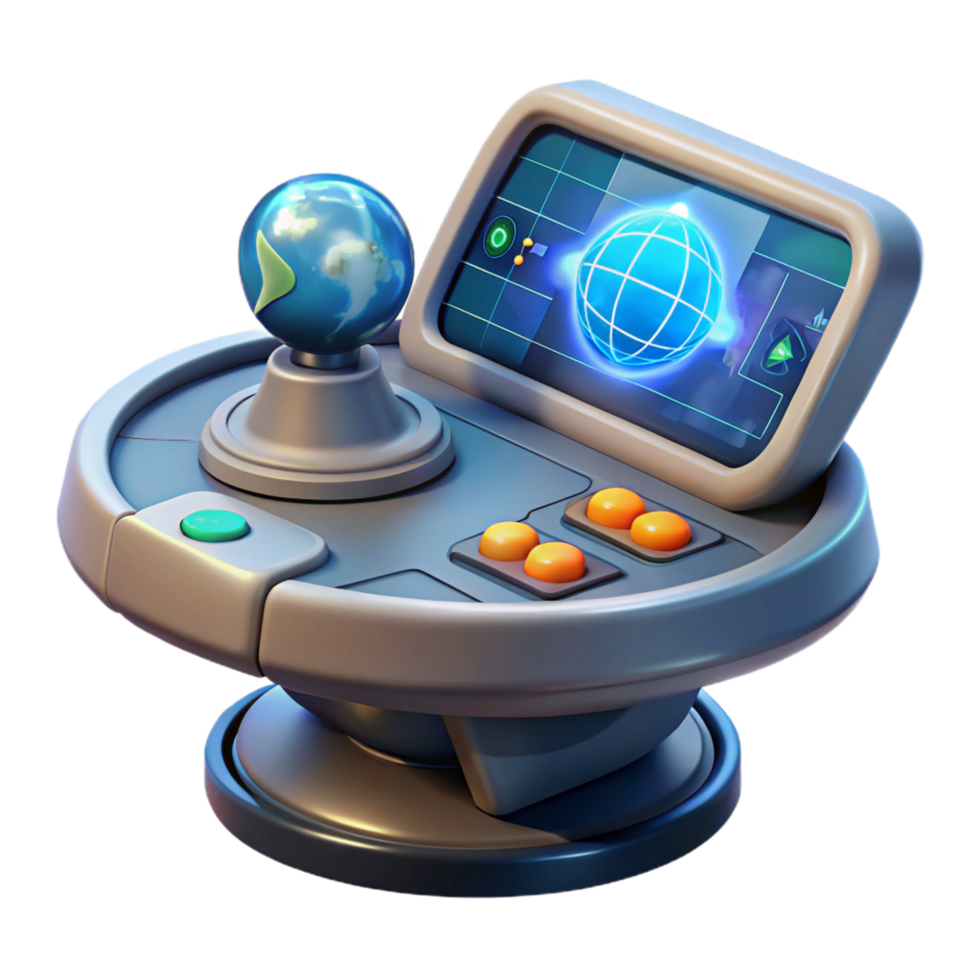 gorgeous coveted Spaceship navigation console, holographic map, interactive display with Transparent Background png