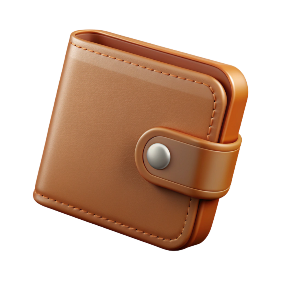 hypnotic sought-after Photorealistic, isolated cutout of a single brown leather wallet, hyper-specific with Transparent Background png