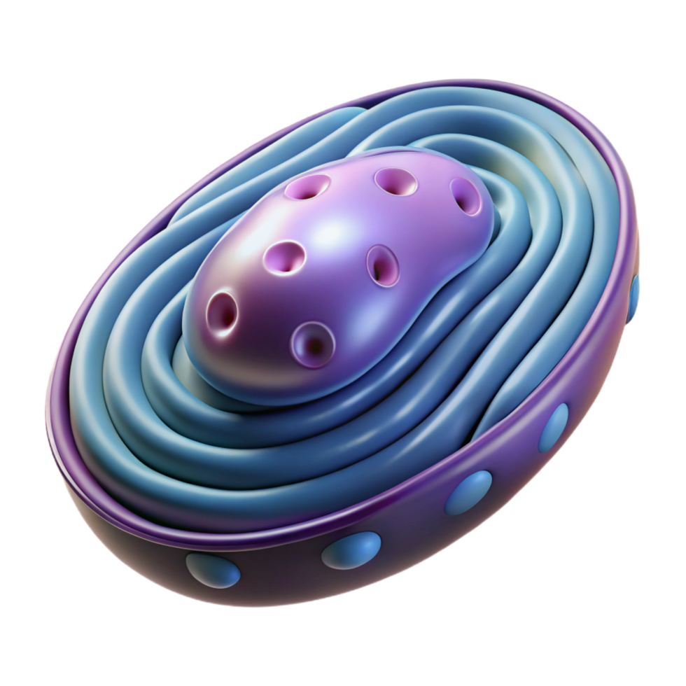 enchanting signature Concept art style, isolated cutout of a biomechanical cellular mitochondrion, ultra-detailed, professional render with Transparent Background png