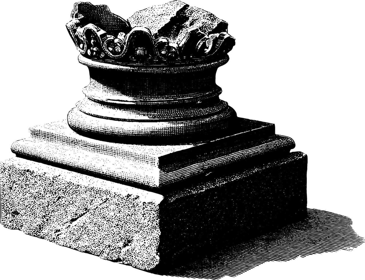 Ancient greek doric column capital illustration on base with ornamental design. vector