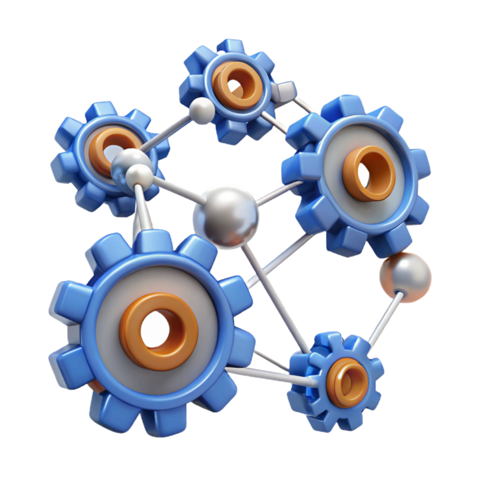 ethereal extraordinary An abstract, interconnected network of gears and cogs with Transparent Background ultra HD png