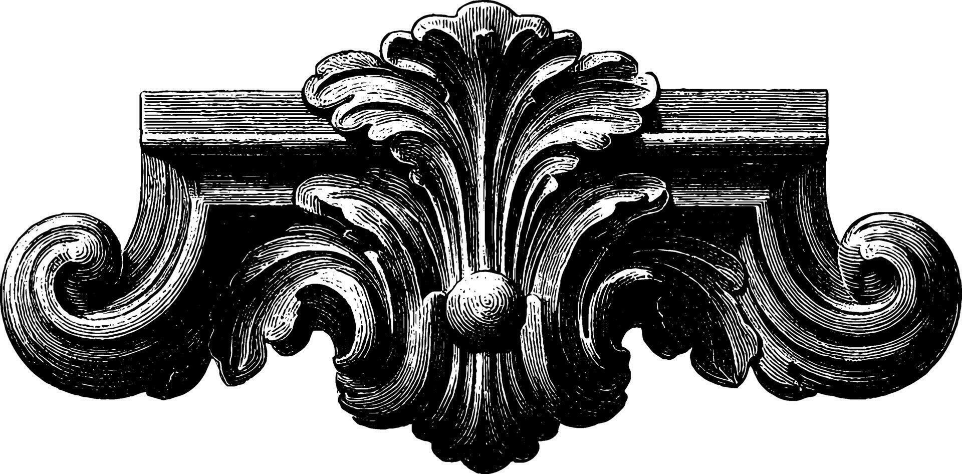 Ornate baroque decorative element with intricate scrollwork design. vector