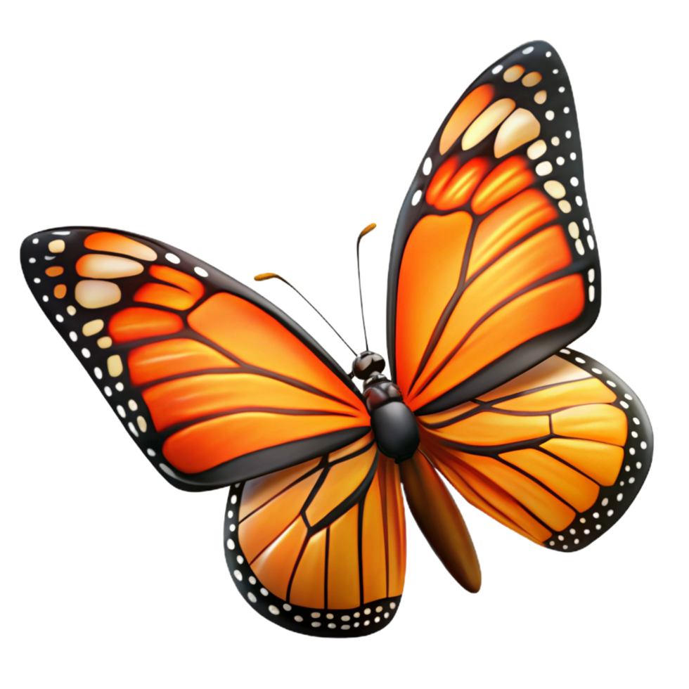 vibrant romantic coastal Photorealistic, hyper-specific, isolated cutout of a single butterfly wing, monarch butterfly pattern Ultra-detailed with Transparent Background top-tier png