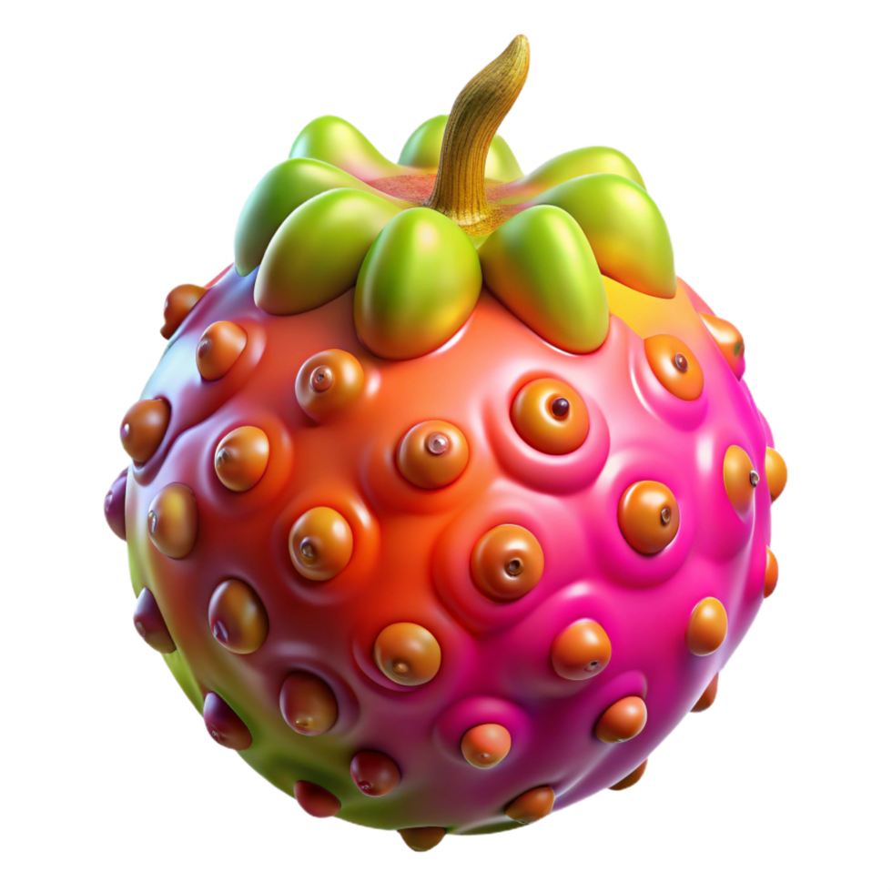 sought-after bohemian Alien fruit, vibrant colors, unusual texture with Transparent Background artisan png
