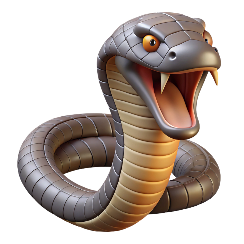 majestic exceptional A hissing Cobra snake, hood expanded, with Transparent Background png