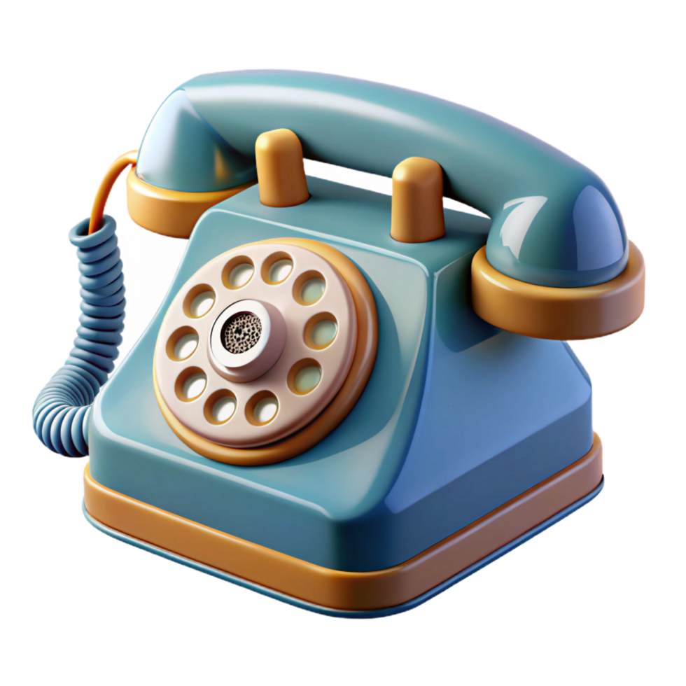 exceptional traditional Photorealistic, ultra-detailed, hyper-specific professional render of a vintage rotary telephone, isolated cutout with Transparent Background premium png