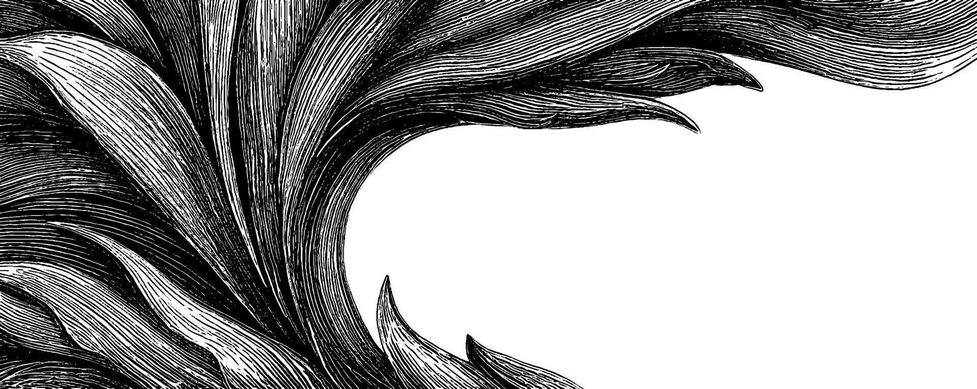 Intricate engraved swirl of leaves in elegant design for artistic creations. vector