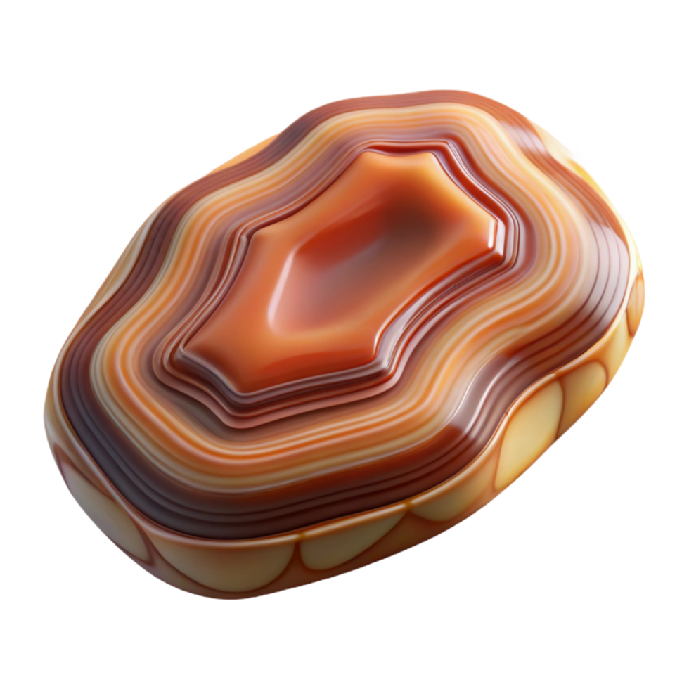 reflective immaculate Concept art style, isolated cutout of a single, polished agate slice with intricate banding patterns with Transparent Background exclusive png