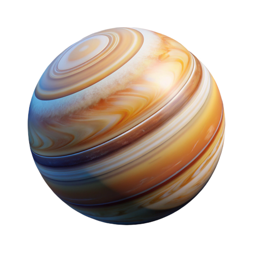 gorgeous distinctive Photorealistic, hyper-specific professional render of a single, gas giant planet, swirling atmospheric bands with Transparent Background png