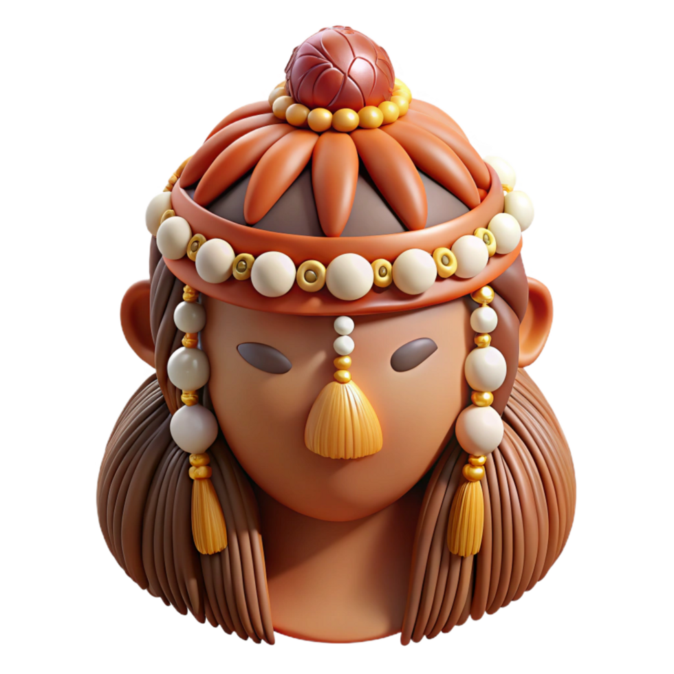 distinguished modern Ultra-detailed, photorealistic, isolated cutout of a tribal woman's woven hair ornament decorated with beads and shells with Transparent Background 8K png