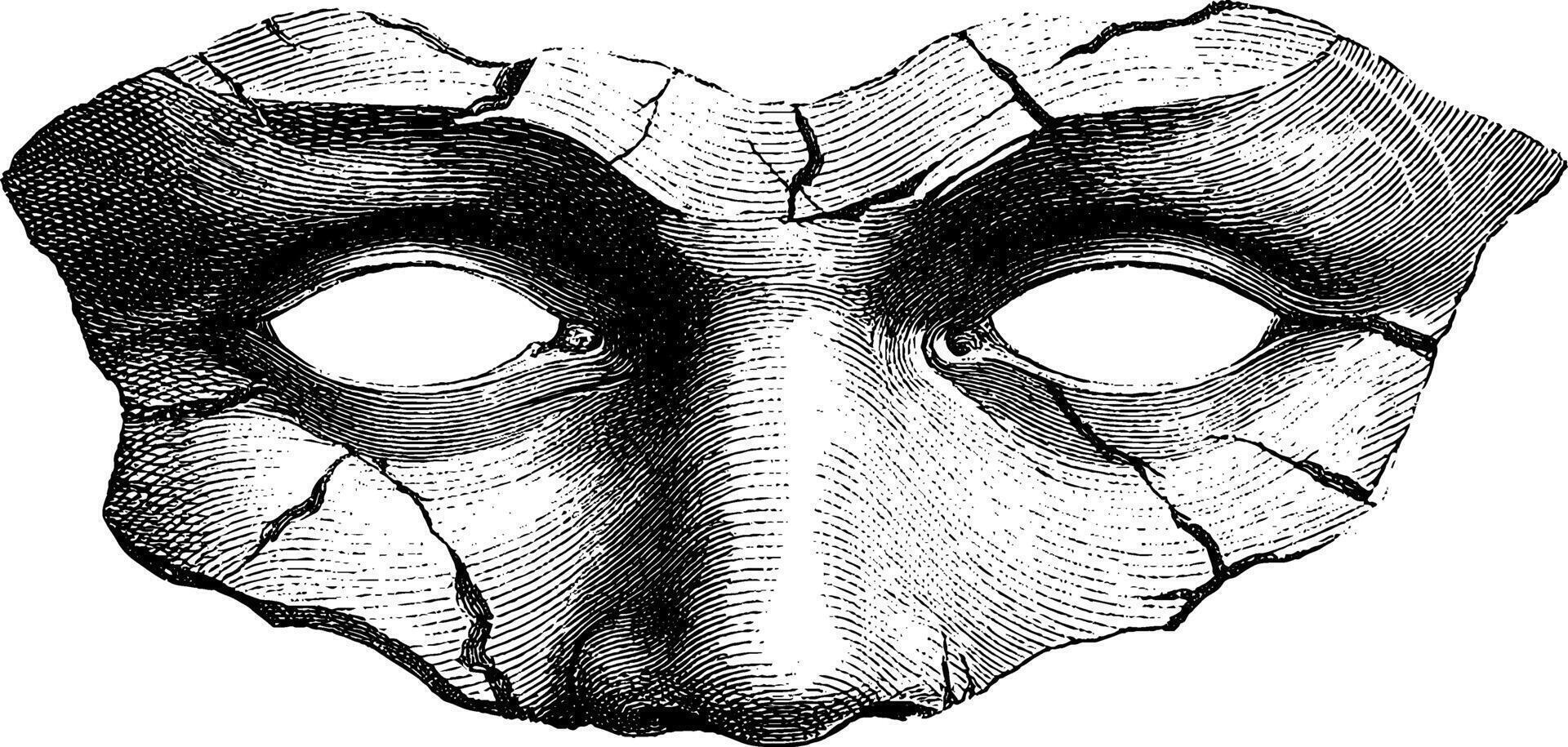 Intricate gothic mask illustration with cracked texture for art and design projects. vector
