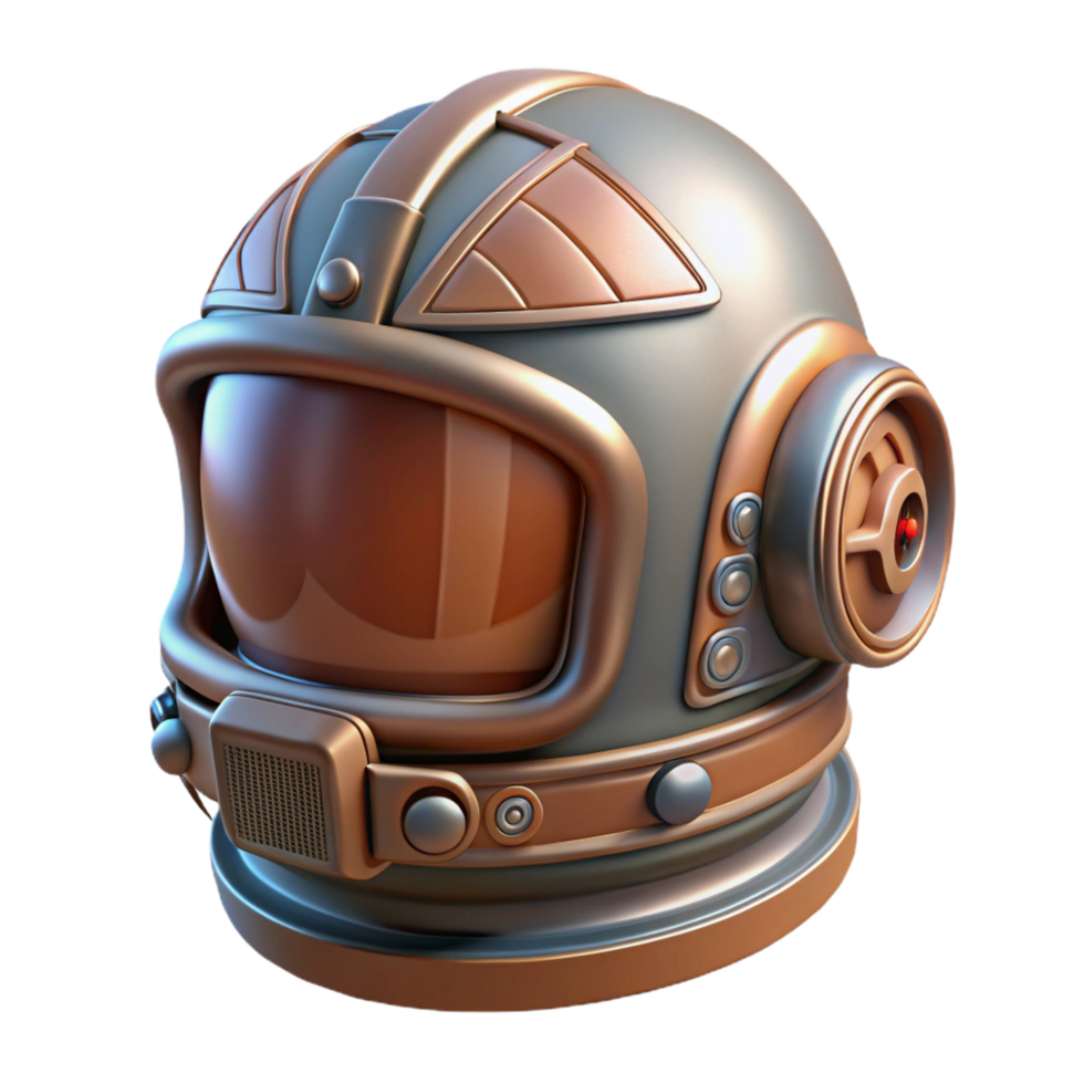 joyful fascinating Concept art style, isolated cutout of a hyper-specific ancient astronaut helmet, intricate glyphs, photorealistic materials, ultra-detailed with Transparent Background fine detail png