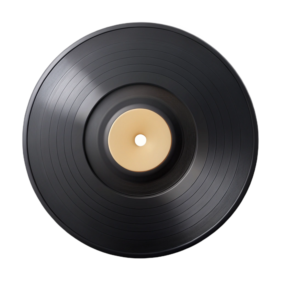 spectacular organic Ultra-detailed, concept art style render of a single black vinyl record, isolated cutout with Transparent Background ultra HD png