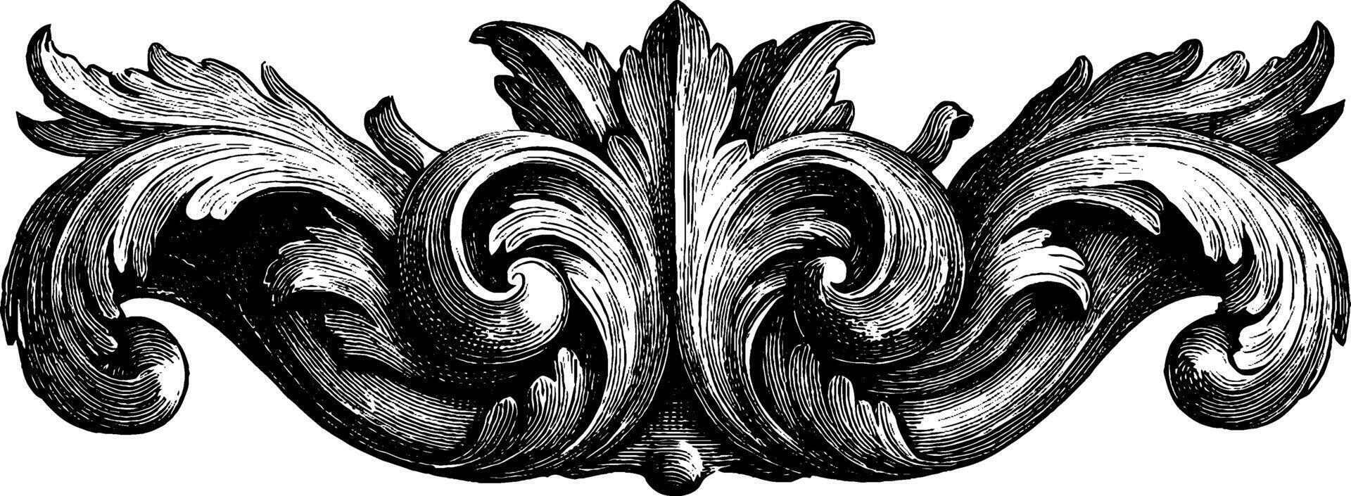 Ornamental engraved banner with intricate vintage design for decorative use. vector