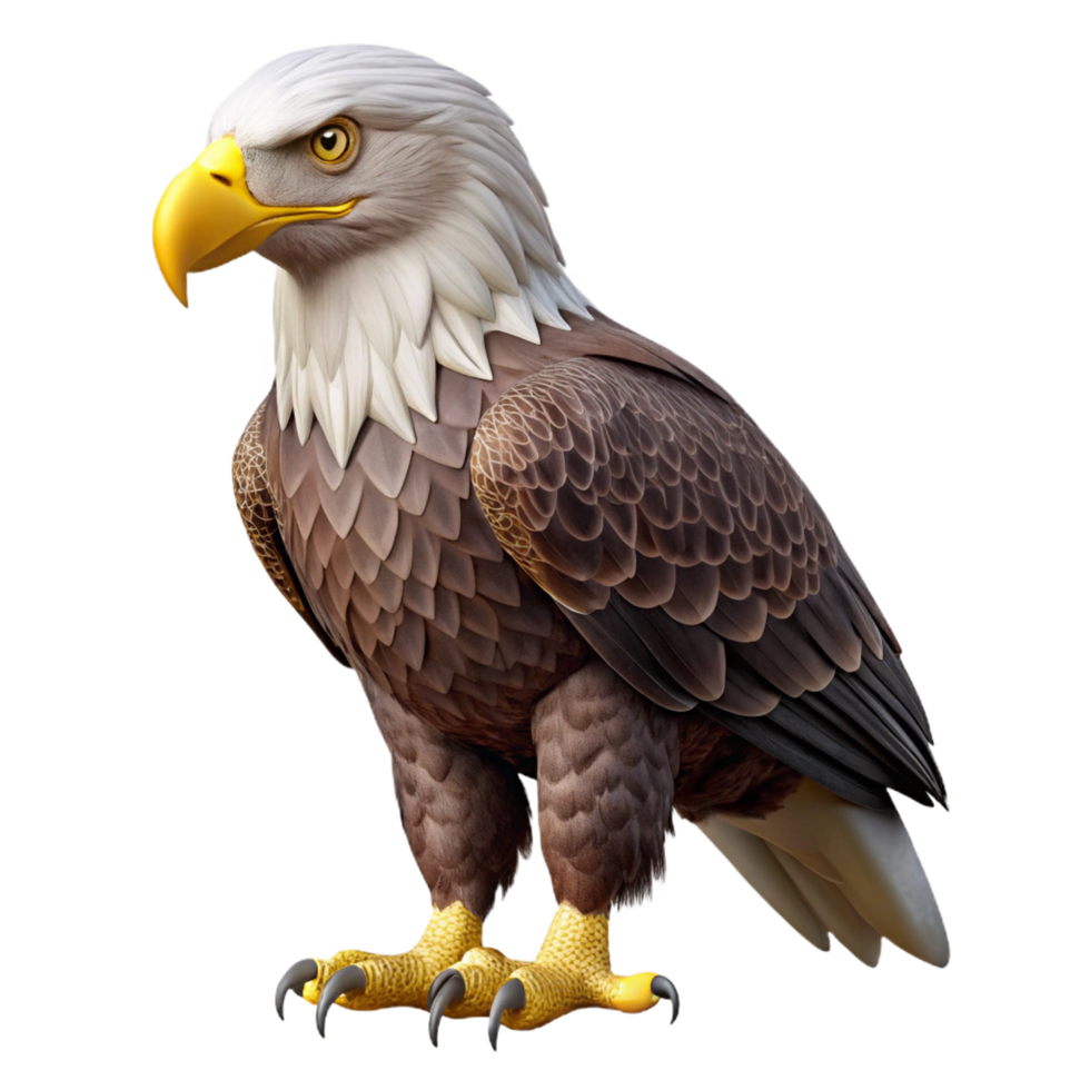 standout organic Ultra-detailed, professional render of a perched bald eagle, talons extended, isolated cutout, with Transparent Background luxury png