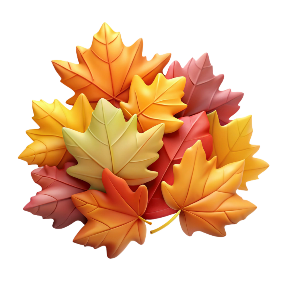 dramatic creative Pile of colorful autumn leaves with Transparent Background genuine png