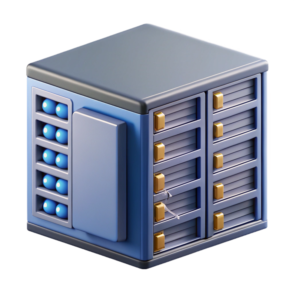 joyful sumptuous Isolated cutout of a single server rack unit, ultra-detailed, photorealistic, showing individual ports, professional render with Transparent Background gallery standard png
