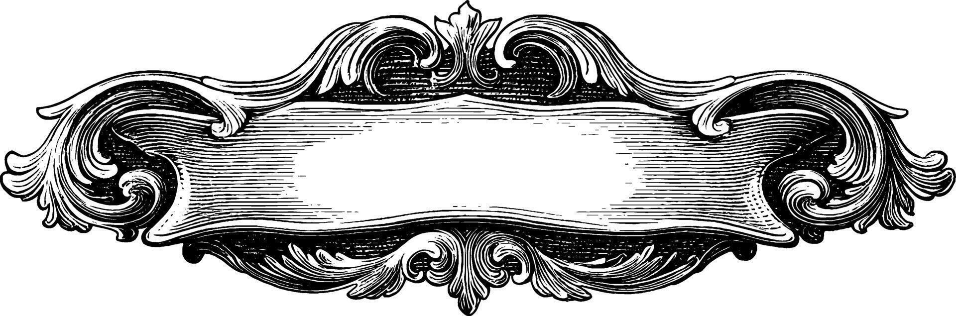 Ornamental engraved banner design with vintage decorative elements. vector