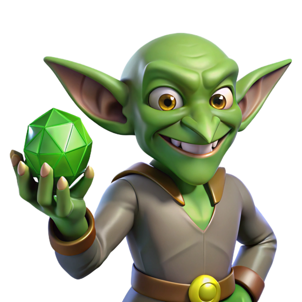 coveted surreal A mischievous goblin, clutching a stolen gem with Transparent Background professional png