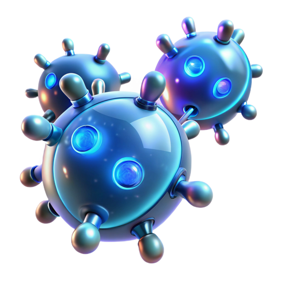 intense glorious Medical nanobots, microscopic, glowing particles with Transparent Background crisp png