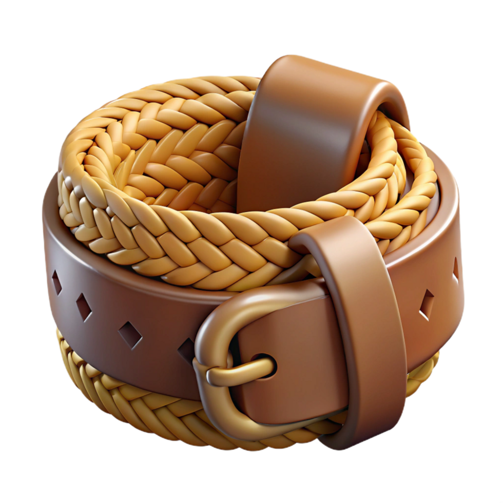 signature bohemian Hyper-specific professional render of a tribal woven belt with a metal buckle with Transparent Background genuine png