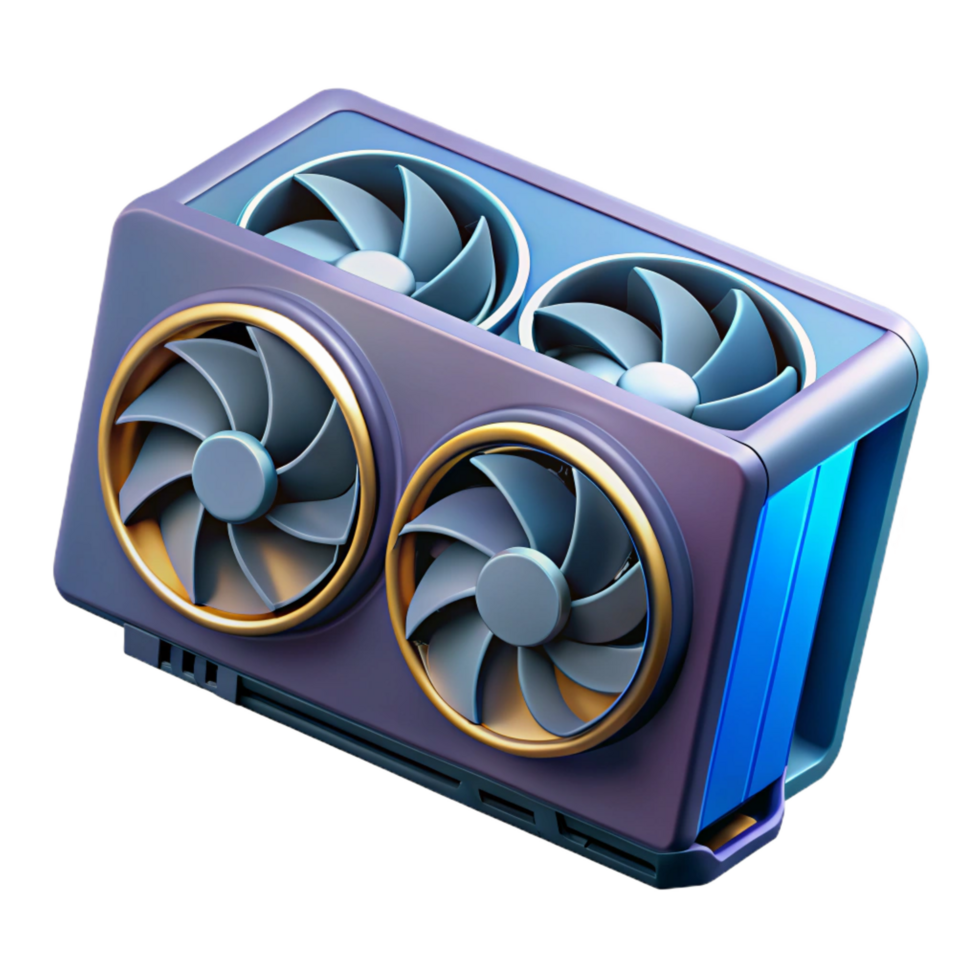 timeless retro Graphics card with multiple fans with Transparent Background artisan png