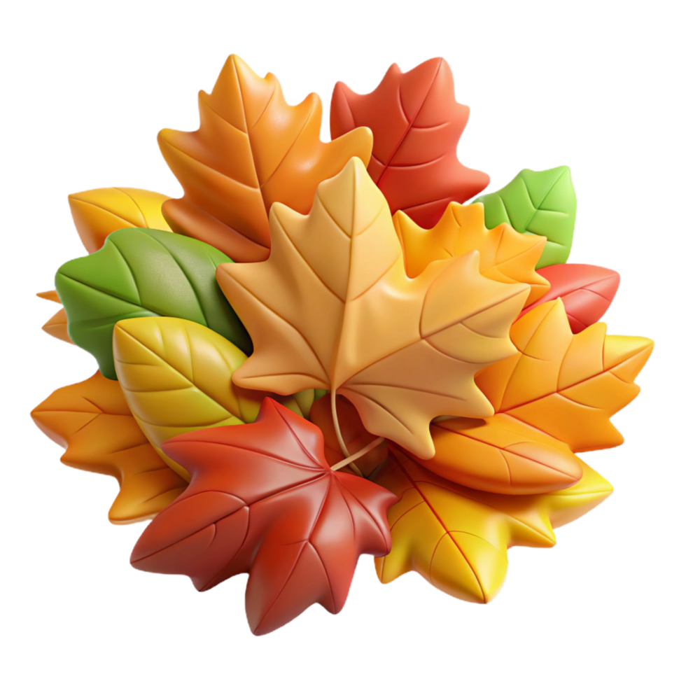 passionate radiant Pile of colorful autumn leaves with Transparent Background high quality png