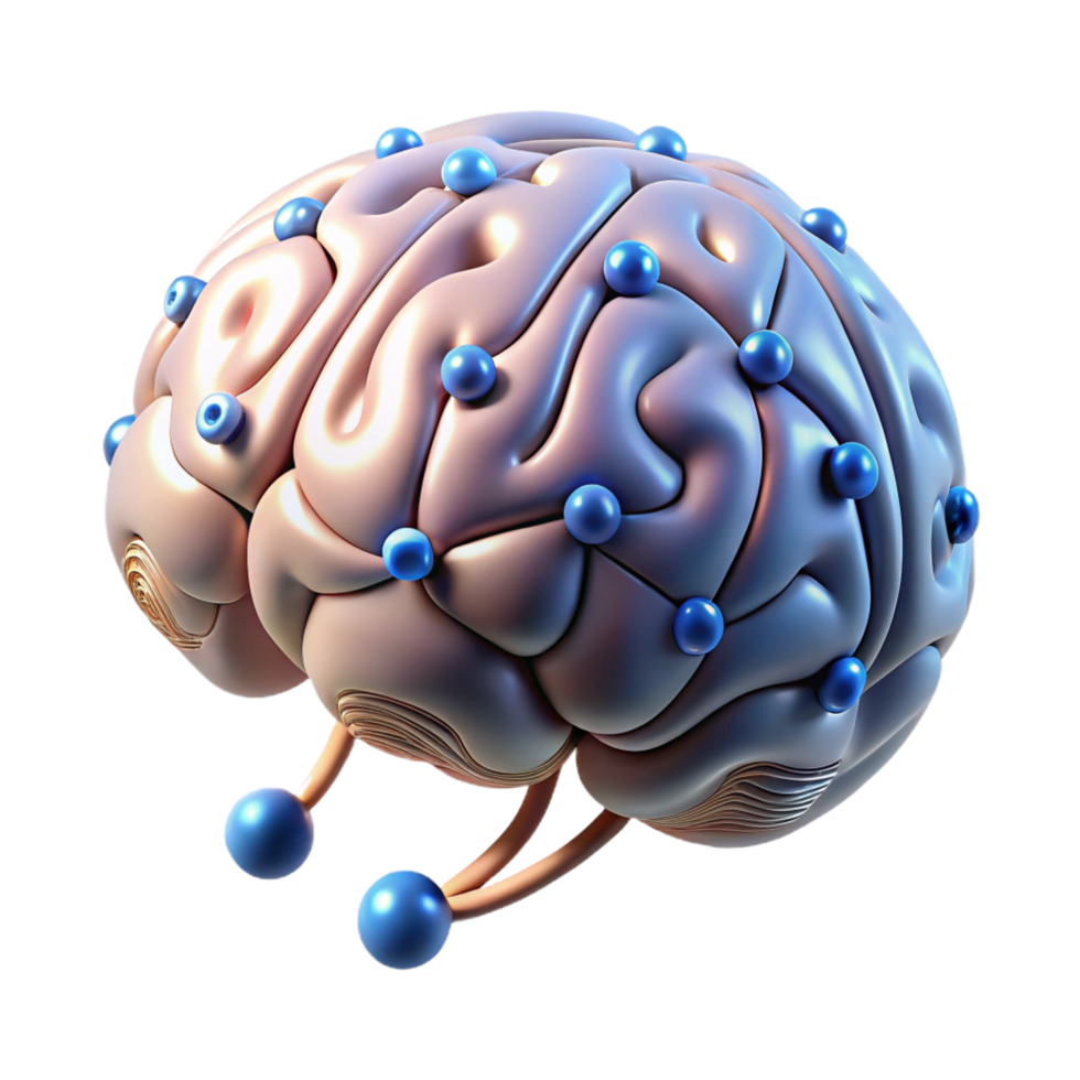 whimsical striking Cybernetic brain implant, glowing nodes, intricate connections with Transparent Background masterfully captured png